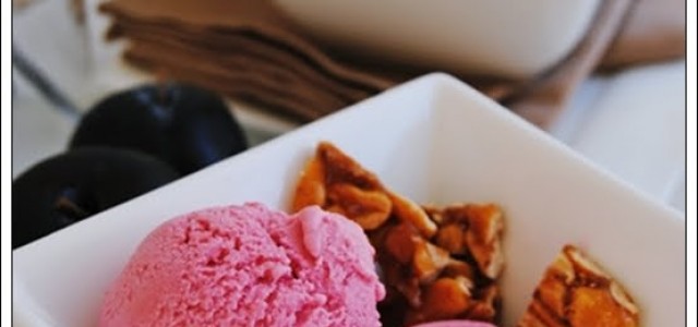 Παγωτό γιαούρτι με βανίλιες / Plums yogurt ice cream